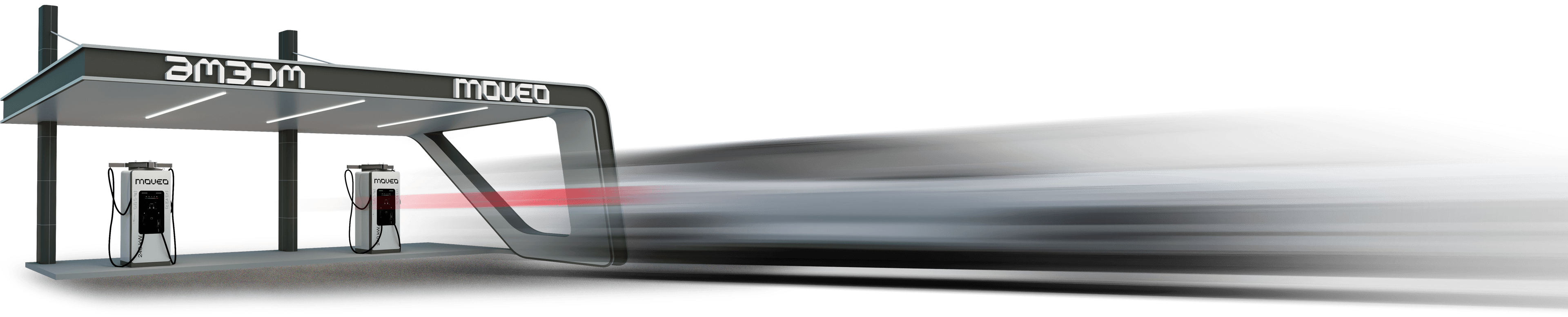 Moveo DC fast charger with motion blur
